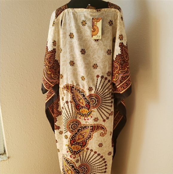 New Tan and Bronze Kaftan Abaya Cover-up Dress - Picture 9 of 12